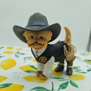 The Hamilton Collection Sher-ruff Paws Spurs & Furs Yorkie Dog Cowboy Figurine